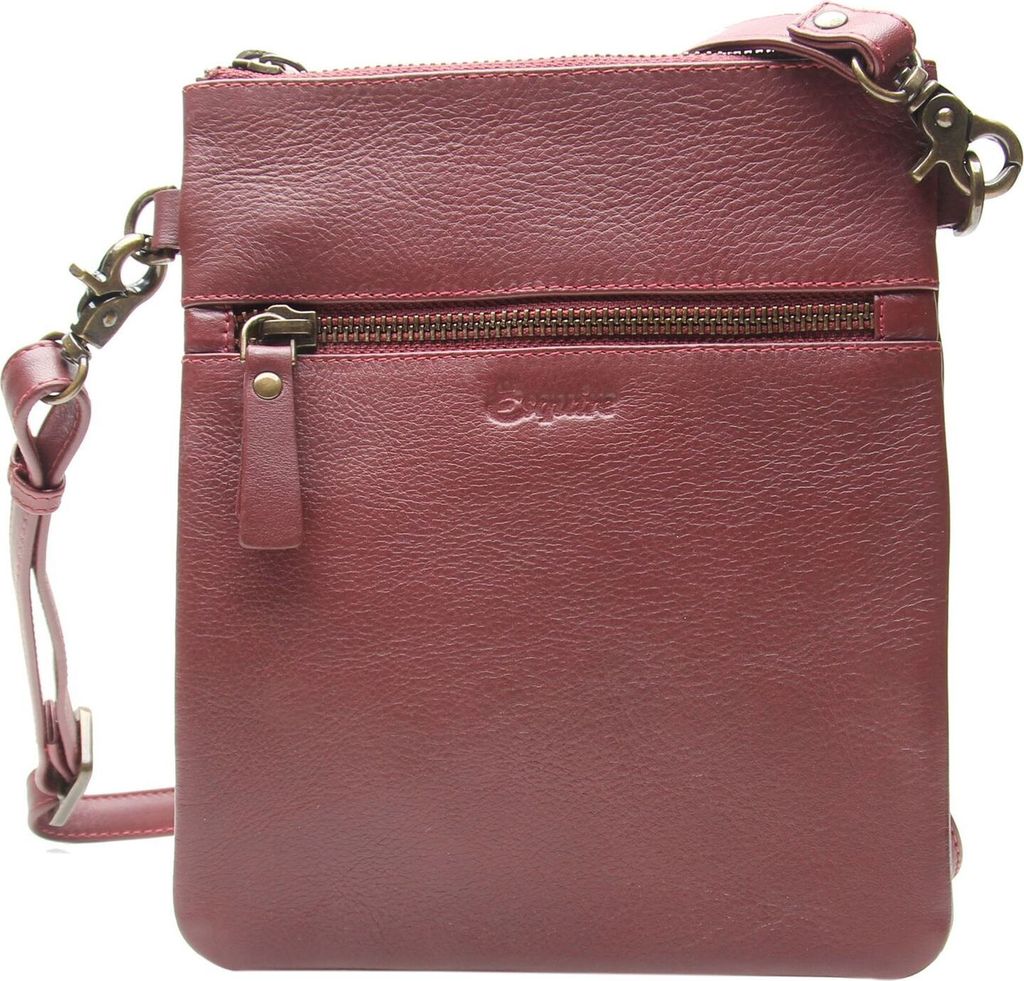 Esquire Leder Umhängetasche Peru Small Crossbody Bag Red weinrot