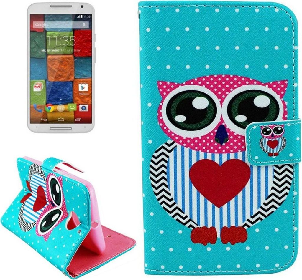 Handyhülle Tasche für Handy Motorola Moto X (2nd Gen.) Motiv Dicke Eule mit Herz