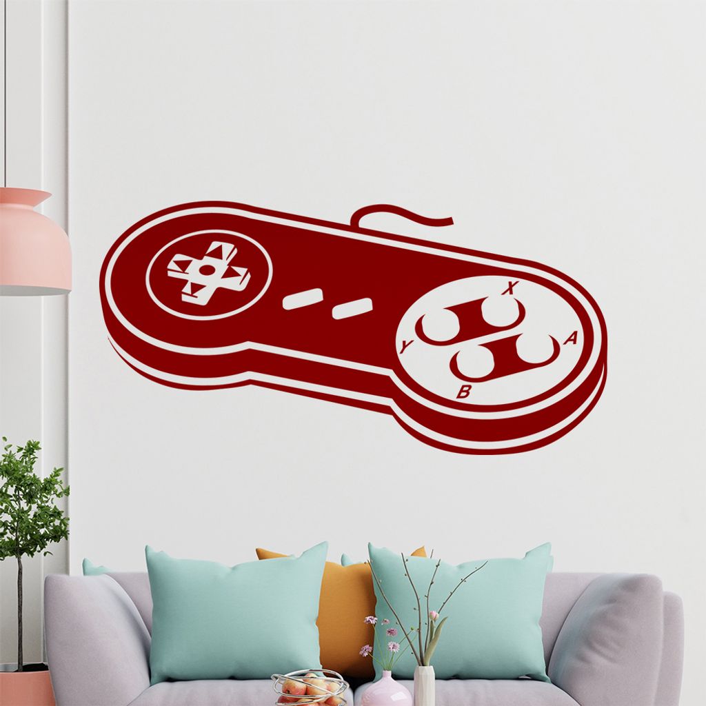 KIWISTAR Retro Controller - Oldschool Gamepad SNES Wandtattoo in 6 Größen - Wandaufkleber Wall Sticker - Dekoration, Küche, Wohnzimmer, Schlafzi...