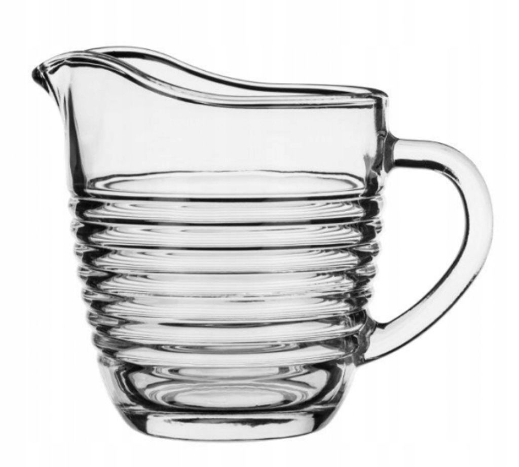 Glaskanne für Milch und Sahne, 200 ml, KARIN, geprägtes Streifenmuster