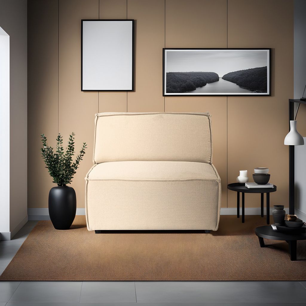 Hanah Home, Puzzle Module (O1) - Cream, 1-Sitzer-Sofa, 100 % Hainbuche, Creme, 100 x 100 x 70 cm