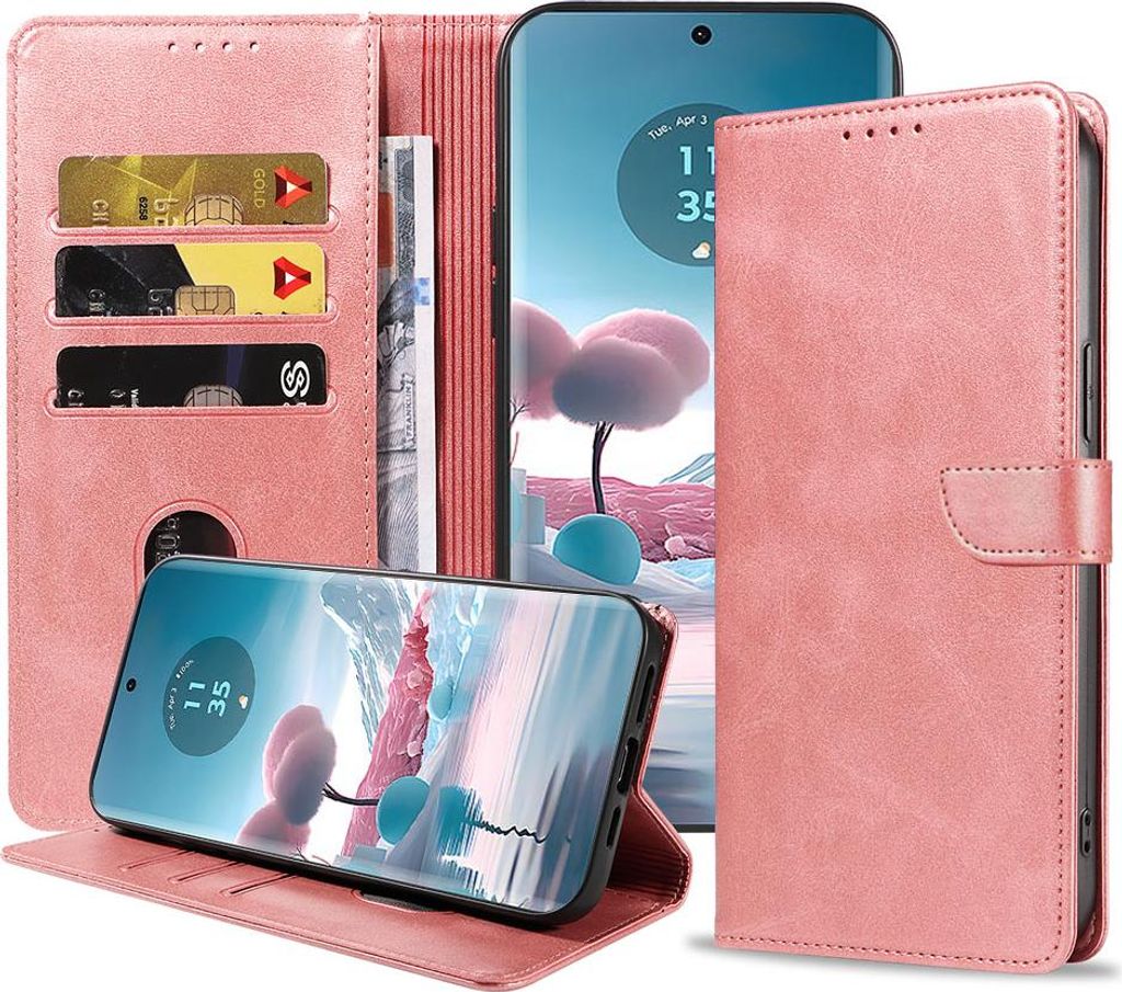 Geeignet für Motorola Edge 40 Neo Handytasche Kunstleder mit Magnetlippe und Kartenhalter Buchhülle mit Klappe - Wallet Case mit Kartenfach - Pin...