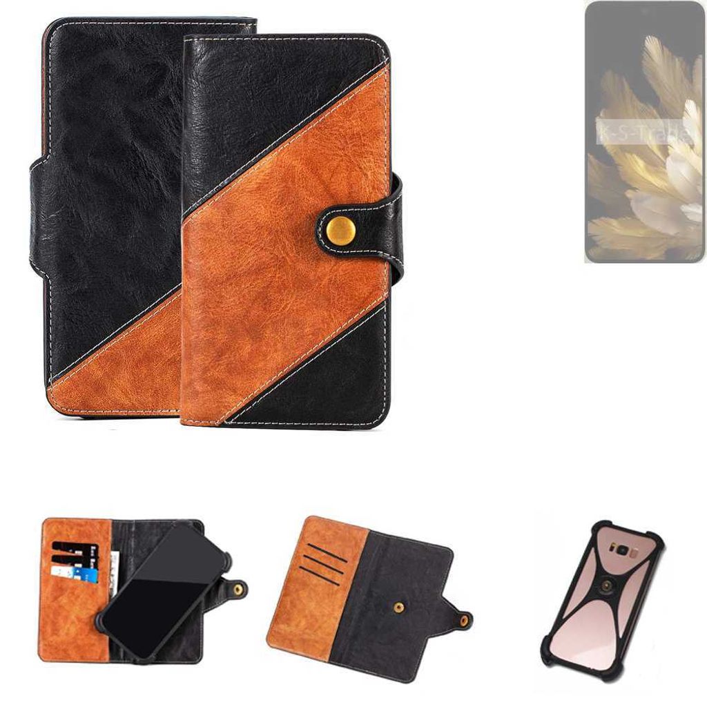 K-S-Trade Handyhülle Schutzhülle Bookstyle Case Wallet-Case kompatibel mit Oppo Find N3 Handy Cover Bumper Klapphülle schwarz hellbraun 1x