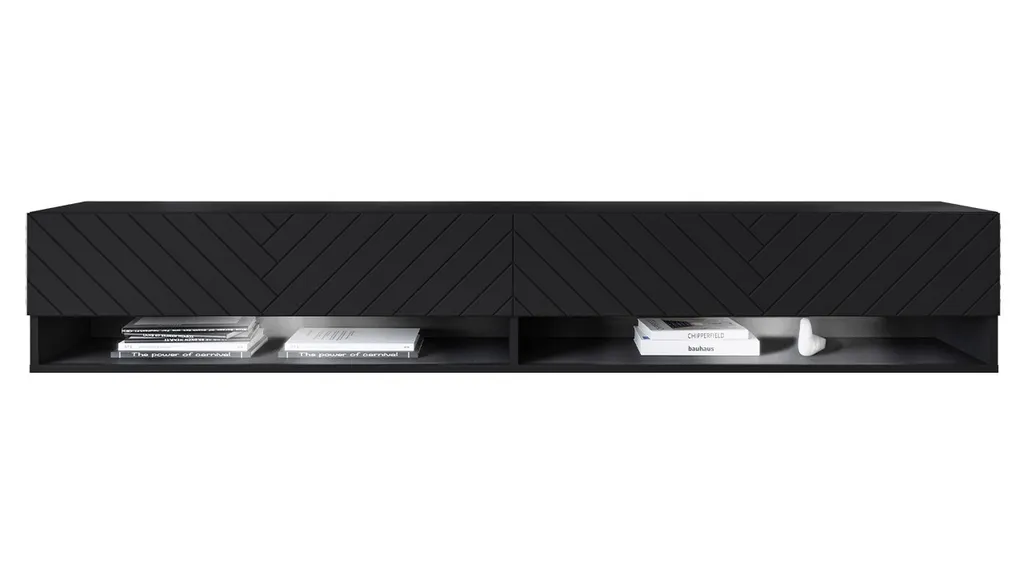 Banc TV 180 cm avec LED Multicolore - Buffet Multimédia Noir Graphite - 8