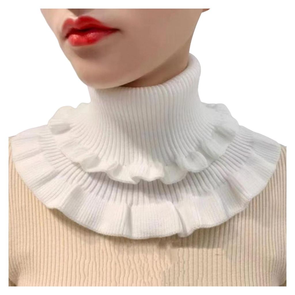 Damen-Hemdaccessoire mit doppeltem Rüschenbesatz und falschem Kragen, einfarbig, abnehmbar, für Herbst und Winter