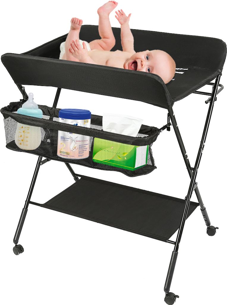 Baby Wickeltisch Klappbar Wickelkommode Wickelregal Wickelkombination 80x66x98cm Schwarz