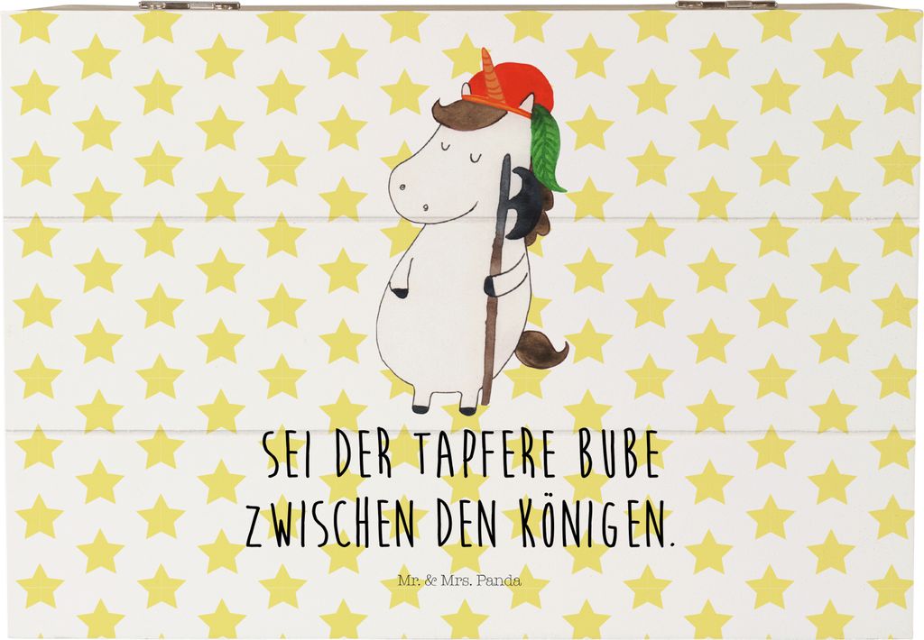 Mr. & Mrs. Panda Box Einhorn Junge 22 x 15 cm - Weiß - Geschenk, Schatzkiste, Geschenkbox, Unicorn, holz, Bube, fotobox, Holzkiste, Kiste, Einhör...