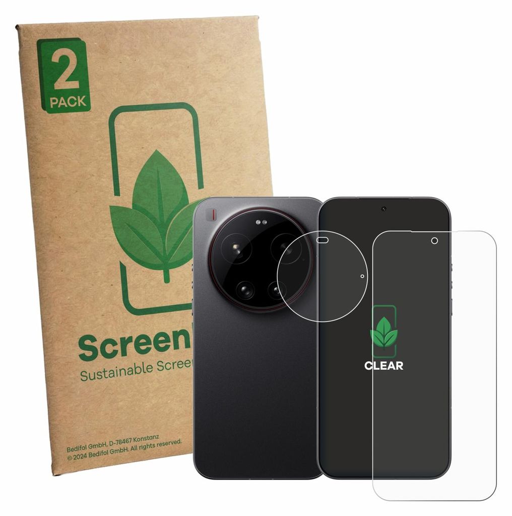 2x ScreenLeaf Schutzfolie für Xiaomi 17 Ultra (Display+Kamera) nachhaltiger Displayschutz Display Schutz Folie Klar Transparent