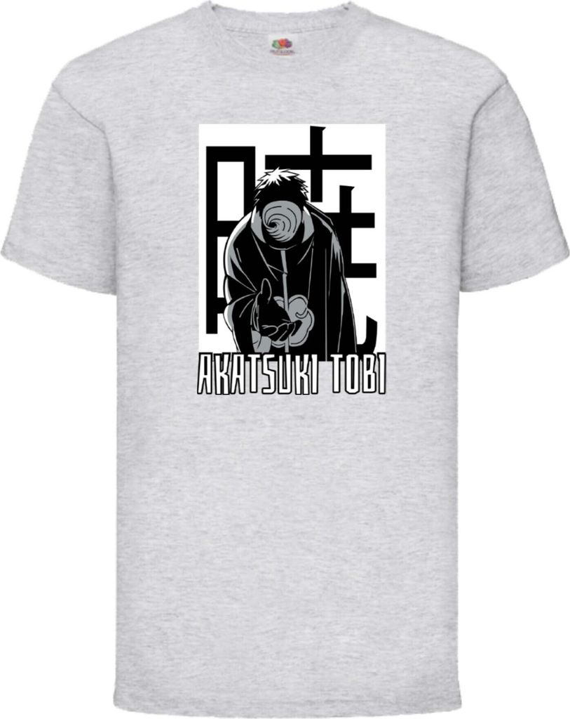 Kinder T-Shirt Japan Animation Manga Anime Comics Naruto Akatsuki Tobi Var-029, 5-6 Jahr - 116 / Grau