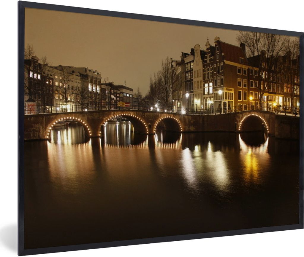MuchoWow Gerahmtes Poster Bild der Keizersgracht in Amsterdam 30x20 cm - Poster mit Schwarzem Bilderrahmen Wandposter Rahmen Foto Bilder - Kunstd...