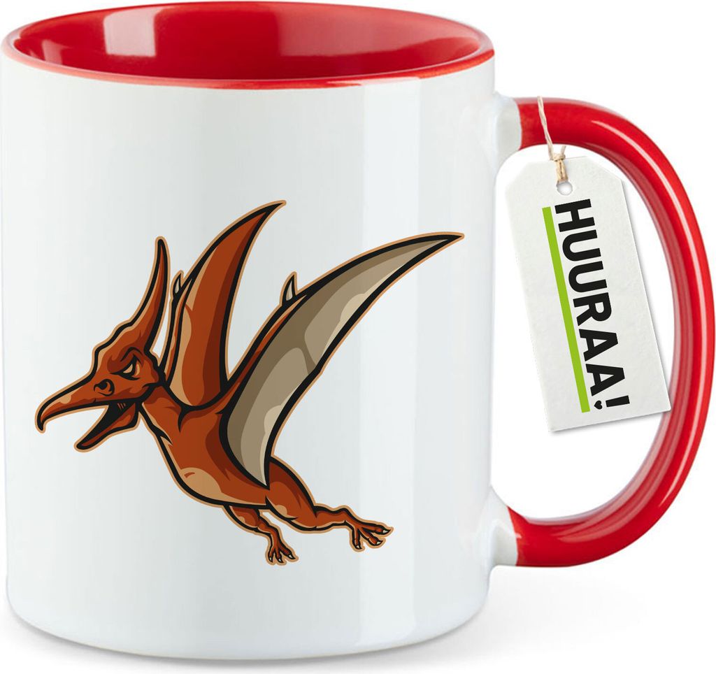 Huuraa Kaffeetasse Pteranodon Dinosaurier 330ml Rot Keramik Produktbild 