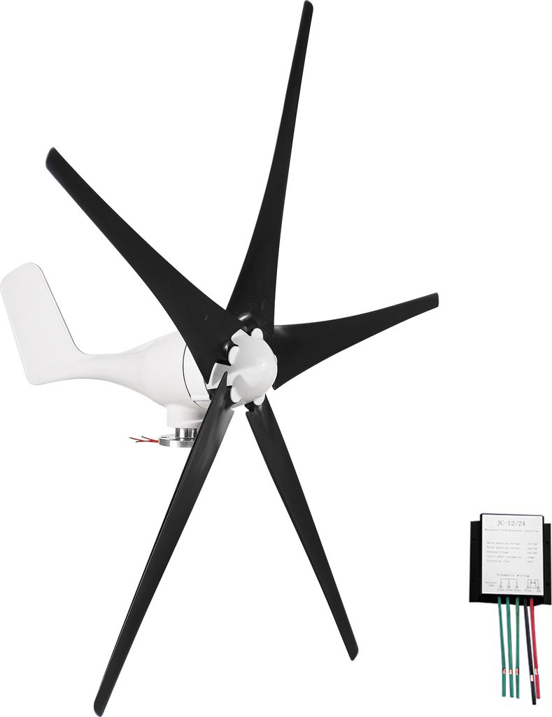 Windturbinengenerator-Kit, 400 W, 12 V, mit 5/6 Fluegeln, Hybrid-Laderegler, 2,0 m/s Startwindgeschwindigkeit, Windkraftgenerator fuer Aussenposten...