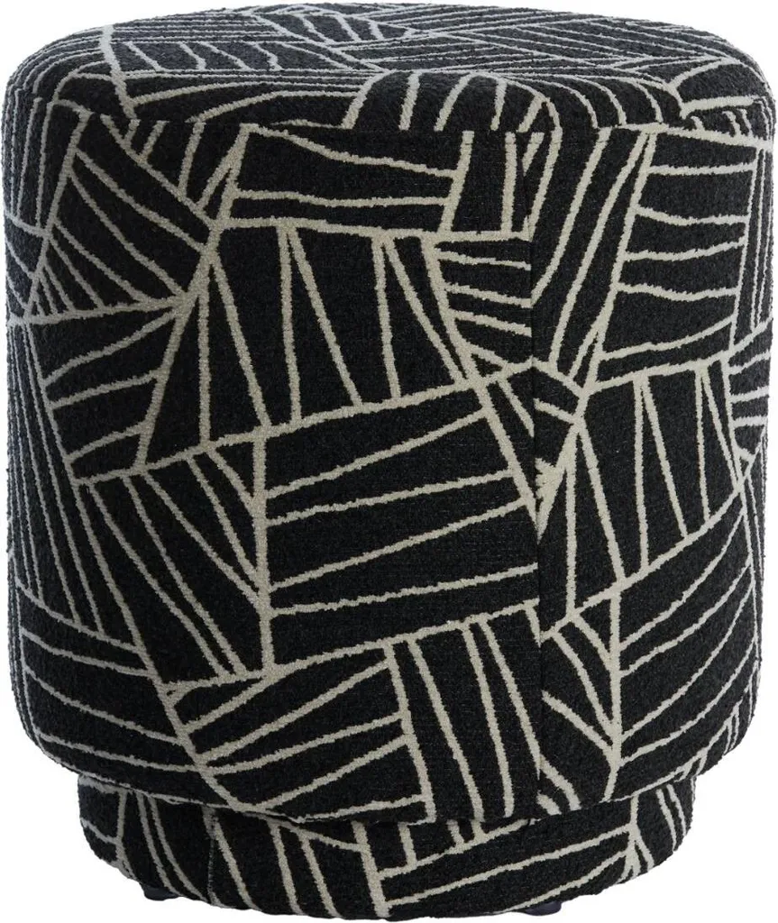 Pouf Davonte Noir et Blanc à Motifs Géométriques Light & Living Ø40