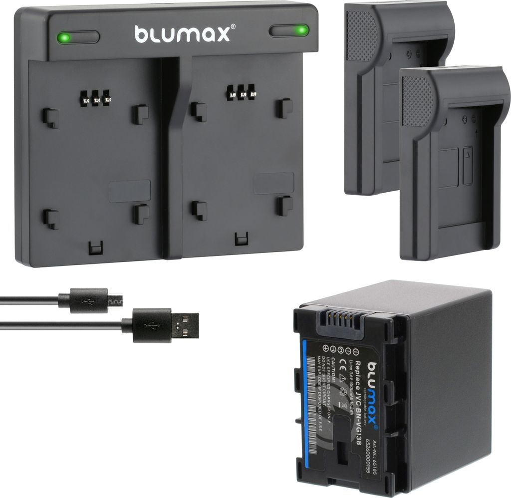 1x Akku + Lader für JVC BN-VG138 BN-VG138AC BN-VG138E Everio 4500 mAh (3,6V