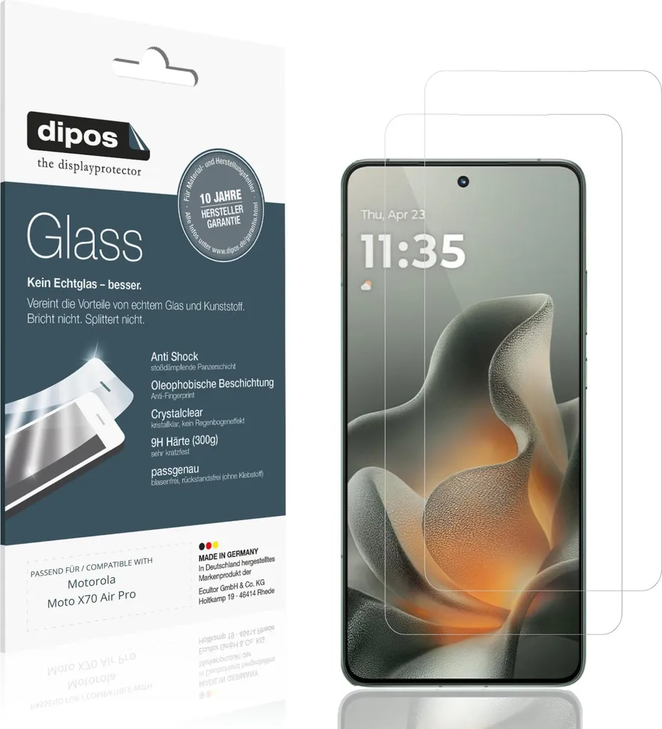 2 Pezzi Pellicola Vetro Flessibile 9H per Motorola Moto X70 Air Pro