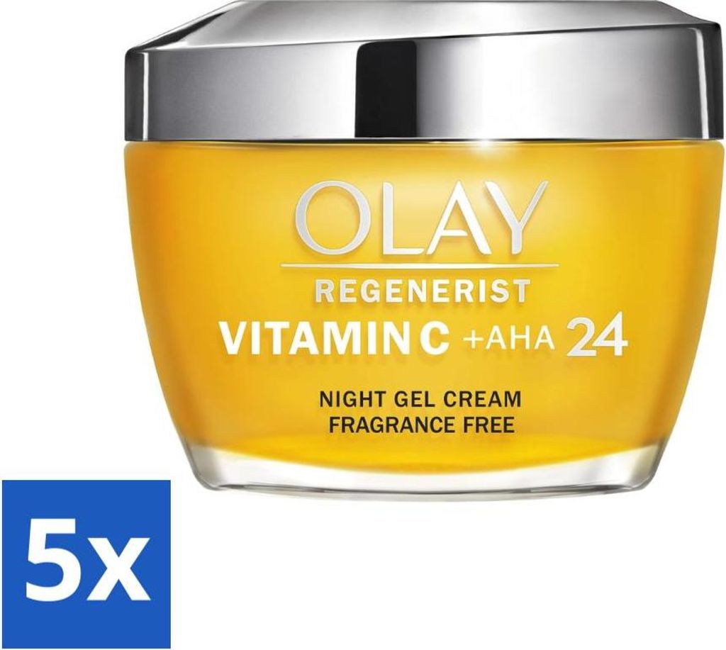 Olay – Vitamin C + AHA24 – Nachtcreme – Erneuernd und aufhellend – 50 ml - Vorteilspack - 5 Stücke