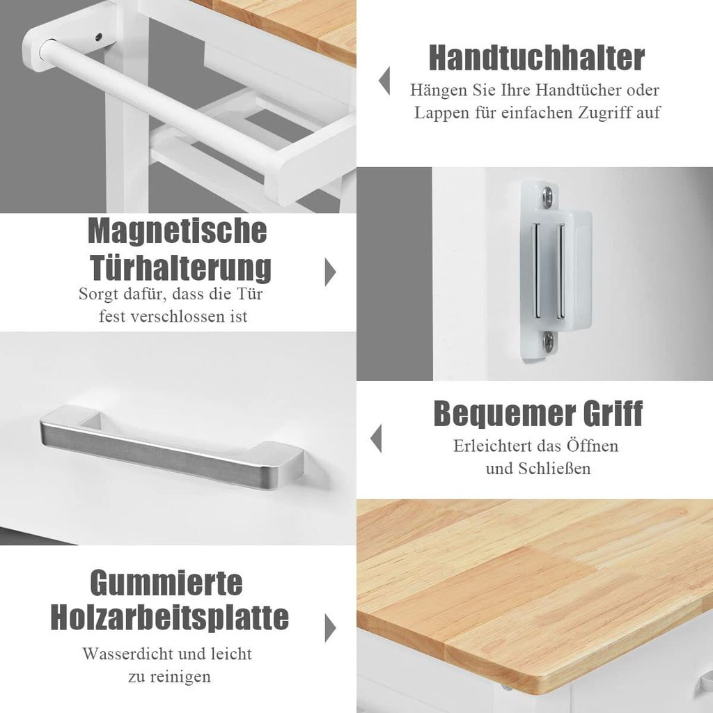 GOPLUS Küchenwagen mit Arbeitsplatte, Mobile Kücheninsel Produktbild 4