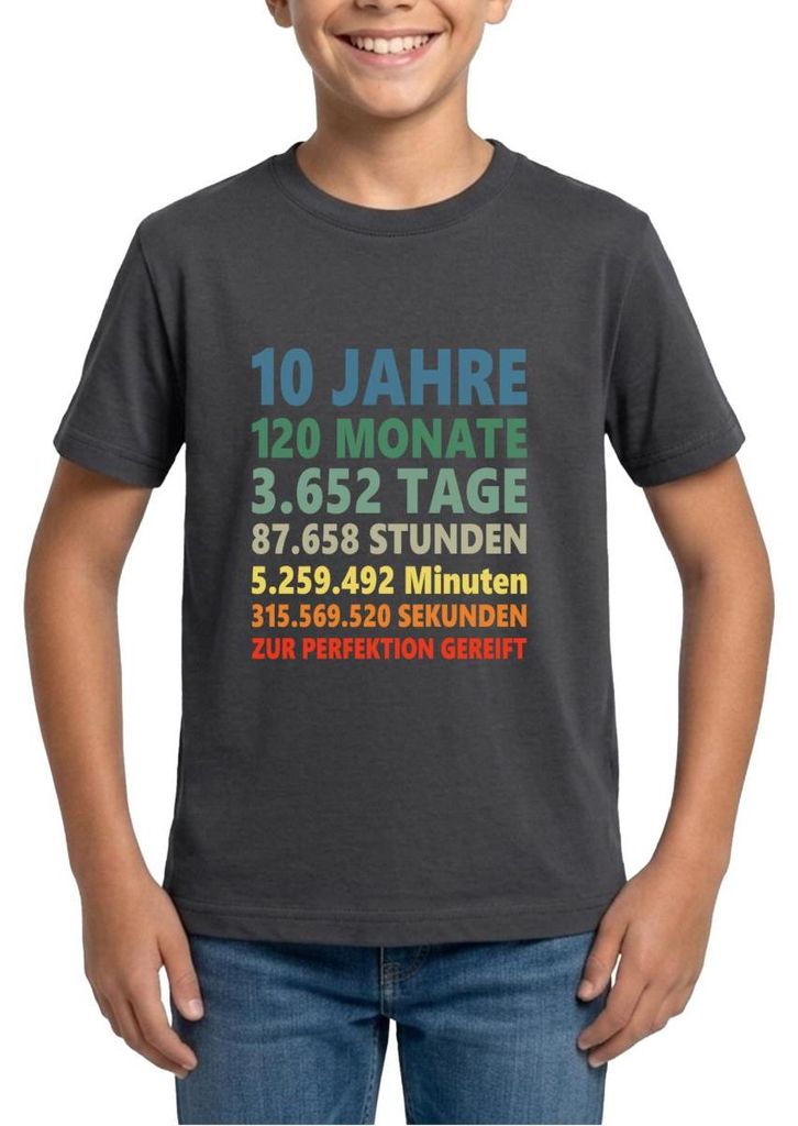 Spreadshirt 10. Geburtstag Lustiges Geschenk Teenager T-Shirt, 152/164 (12-14 Jahre), Dunkelgrau