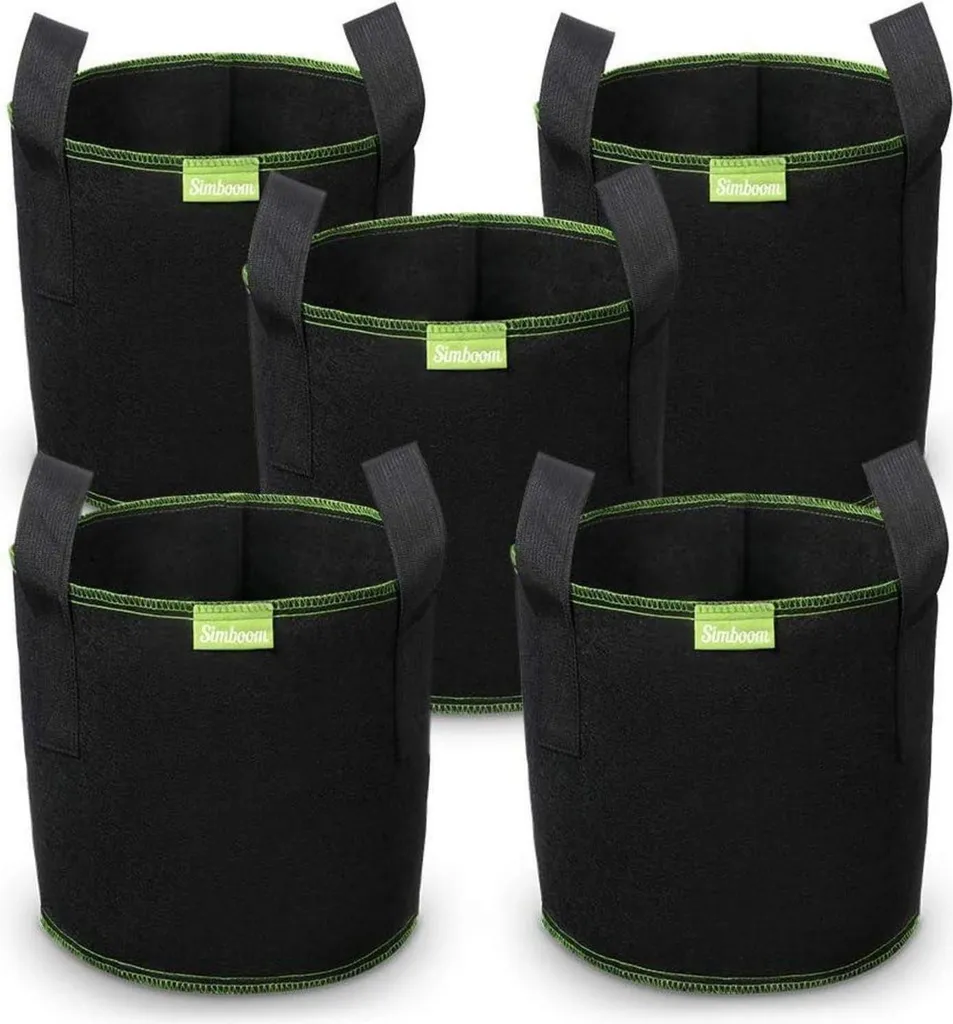Pot en Tissu 12L contre le Pourrissement - Pack 5 Sacs de Culture Drainage