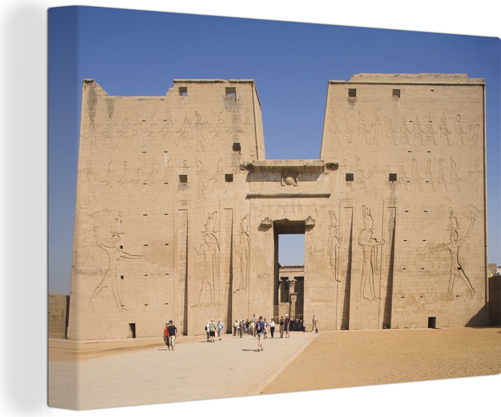 OneMillionCanvasses - Leinwandbilder - 140x90 cm, Das Eingangstor des Horus-Tempels in Ägypten unter blauem Himmel, Wandbilder Kunstdruck Wandde...