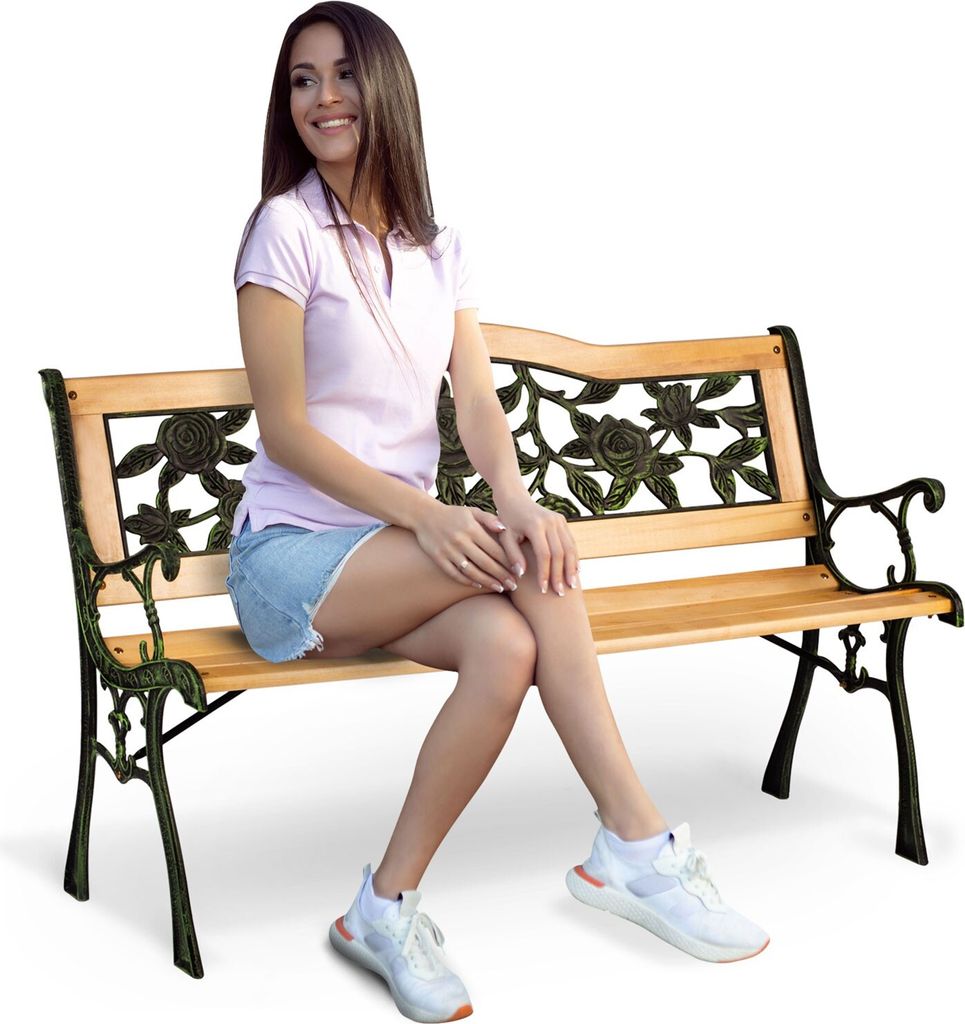 Parkbank mit Rückenlehne 123,5 x 74 x 48 cm Gardi Rose Produktbild 