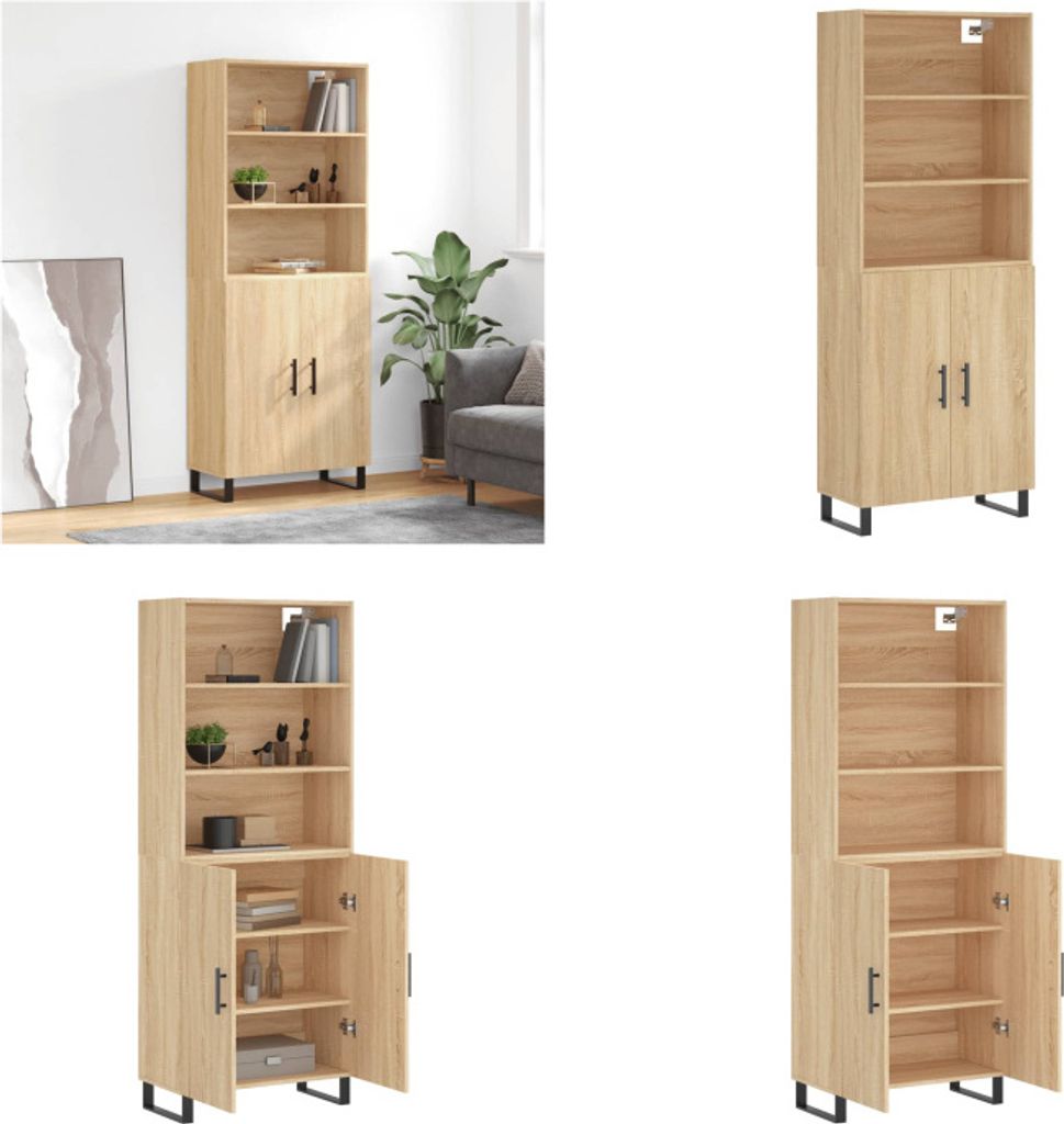 vidaXL Highboard Sonoma Eiche 69,5x34x180 cm Holzwerkstoff - Highboard - Highboards - Sideboard - Schrank