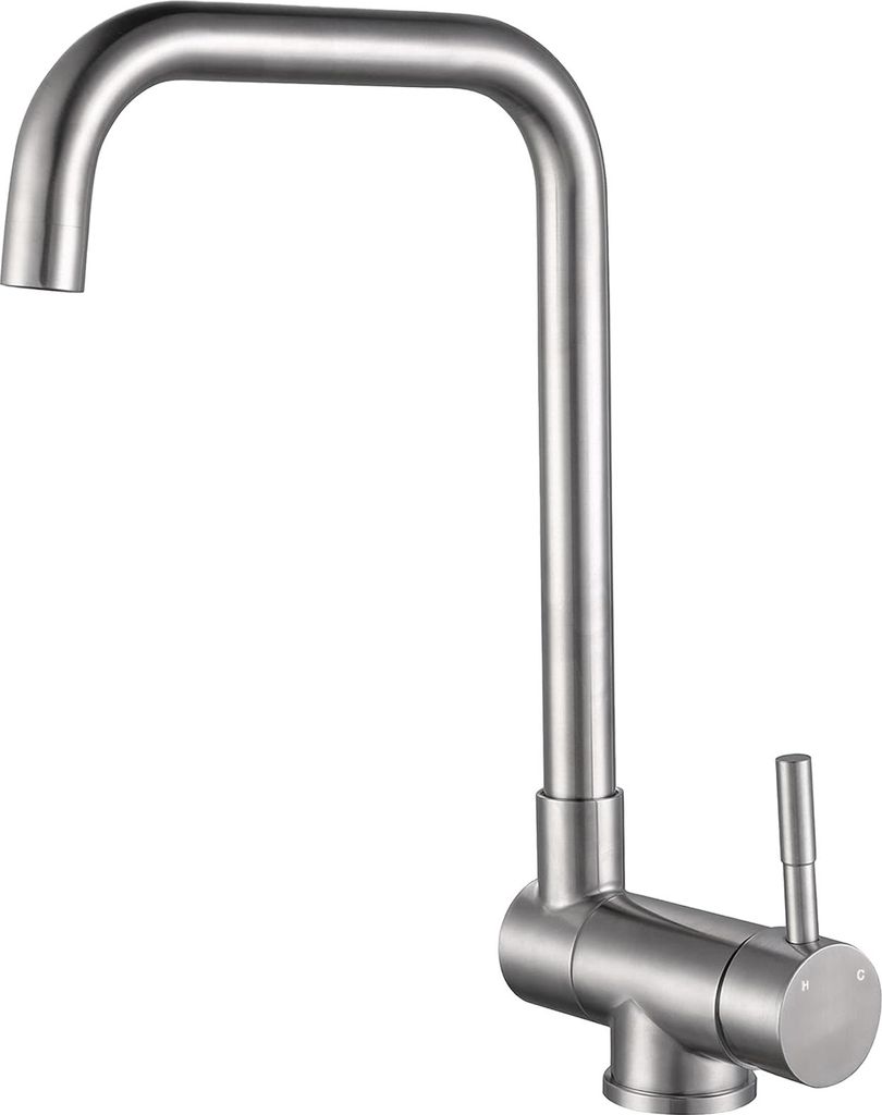 AICA Wasserhahn Doppelfunktion 360° Drehbare Kippbare Silber Küchenarmatur mit 304 Edelstahl und Keramikventil Mischbatterie