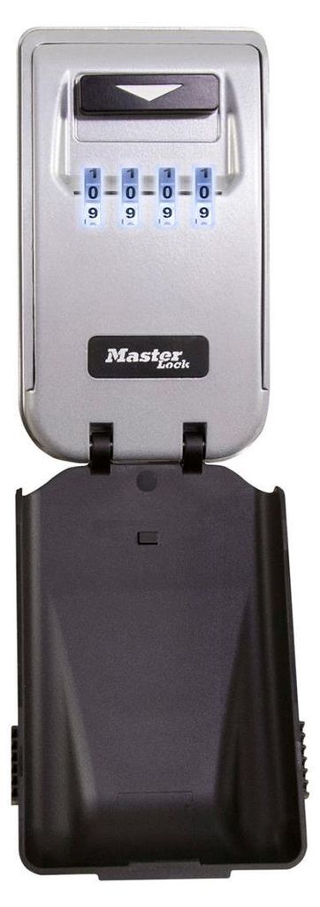 Beleuchteter Schlüsselsafe mit Gehäuse aus Zink inkl 4-stelligem Zahlenschloss, inkl Batterie und Befestigungsmöglichkeit, Schwarz, Verpackungse...