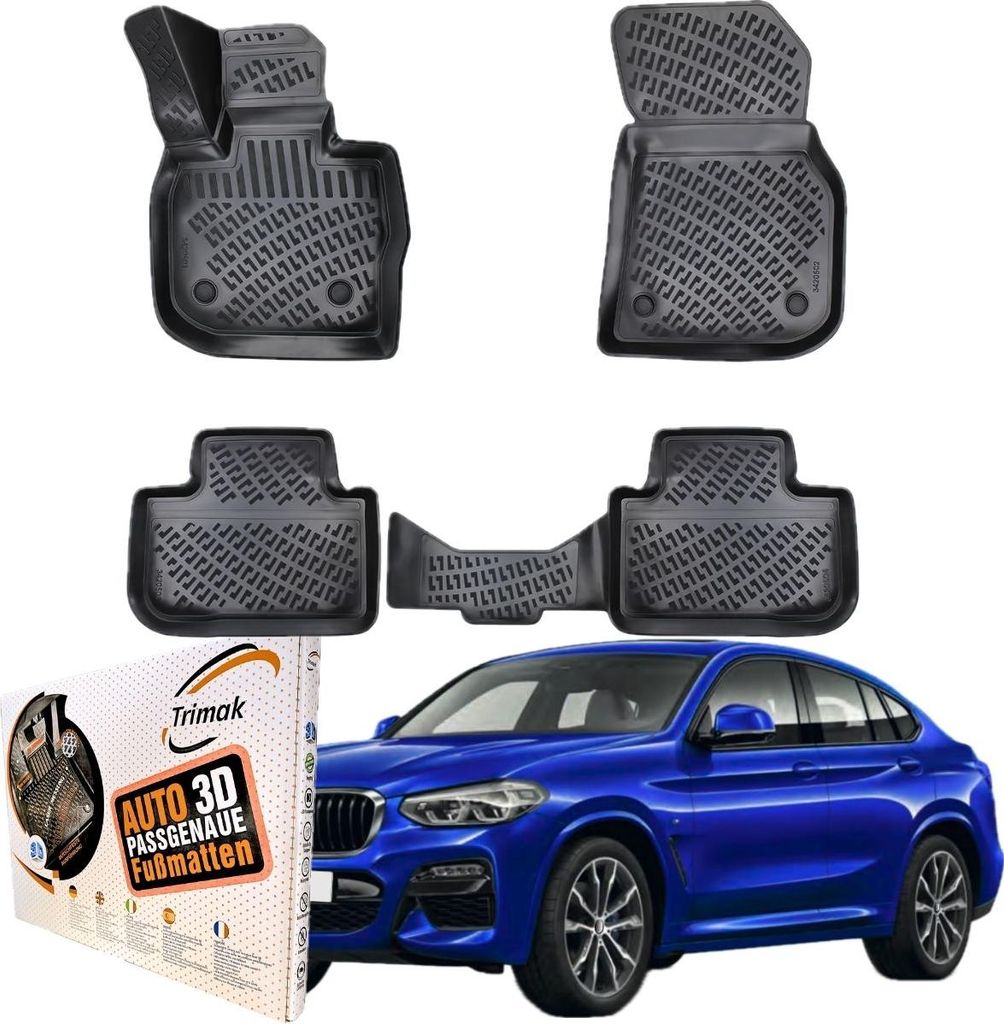 Trimak Autofußmatten kompatibel mit BMW X4 G02 ab 2018 Auto Allwetter Gummimatten