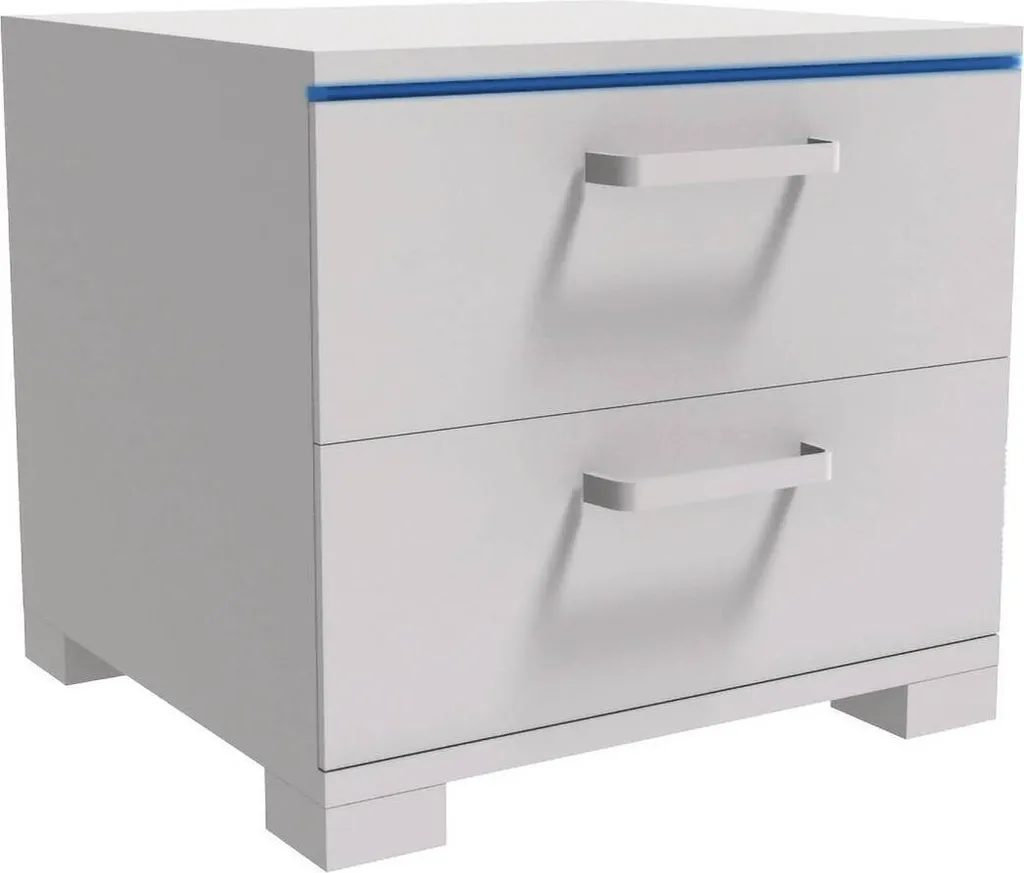 Table de Chevet LED Karina Blanche 41x38x39 cm avec Rangement Moderne