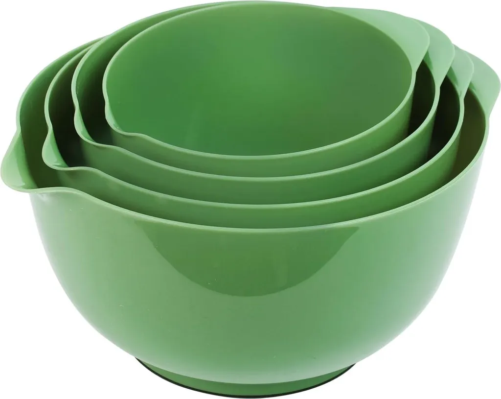 Set de 4 bols de mélange en plastique avec base antidérapante grise