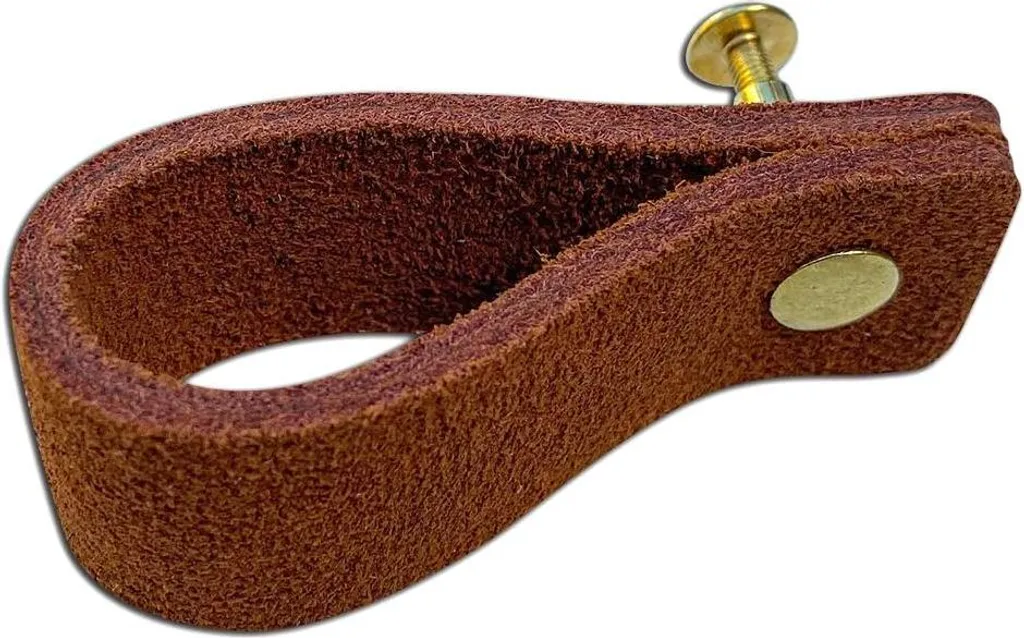 12 Poignées en cuir Suede Cognac 165 x 25 mm pour meubles de cuisine
