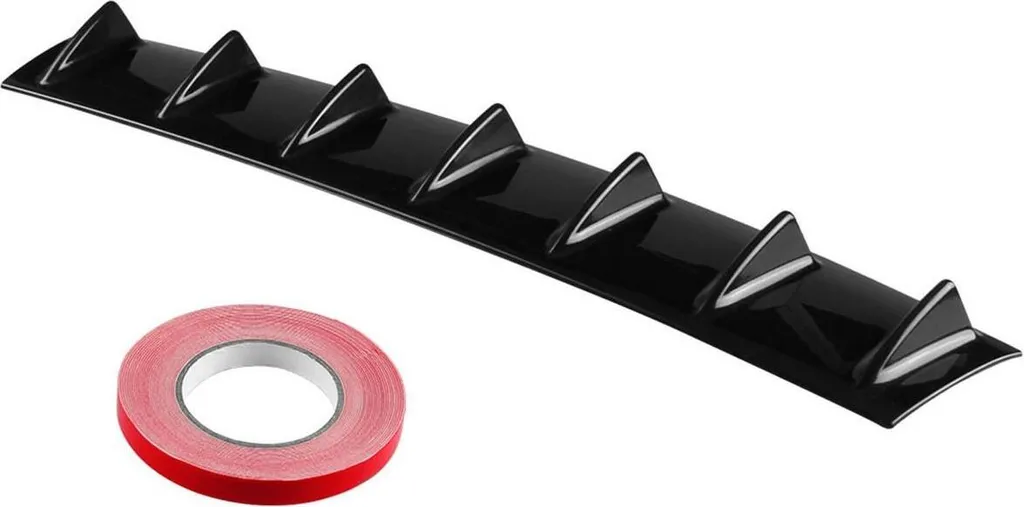 Labbro Paraurti Posteriore Universale 7 Pinne Nero Lucido Kit PU
