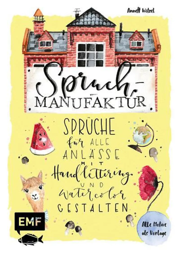 Livre Spruch-Manufaktur de Handlettering et aquarelle créative 22x22cm