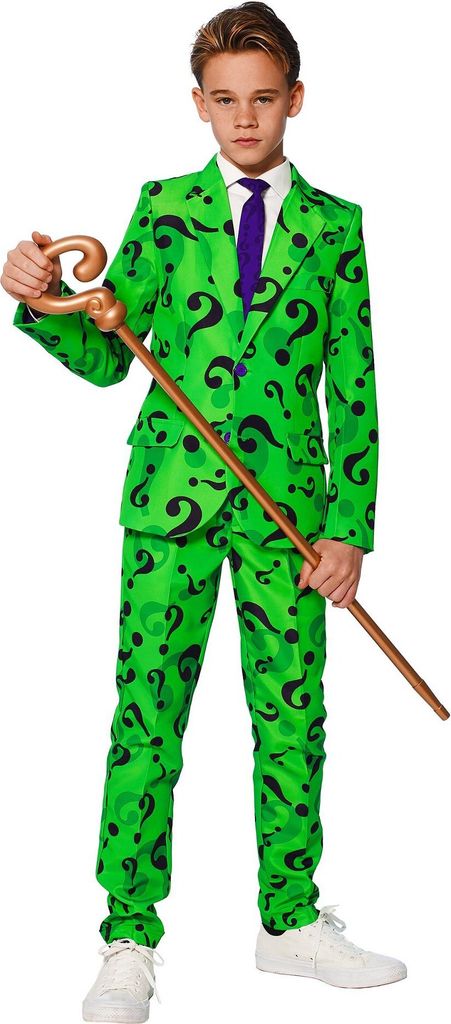 Boys The Riddler - Kostüm Anzug Karneval Halloween Kindergröße: 164-176