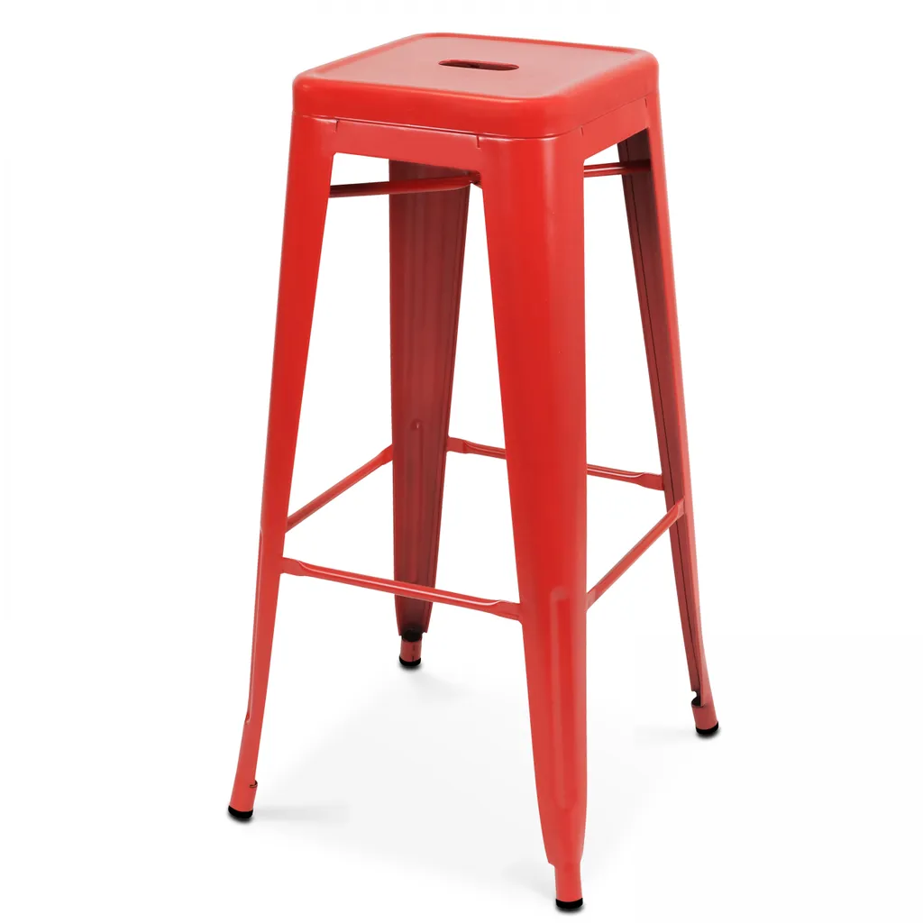 Sgabello Rosso Opaco Indus Oviala - Acciaio Opaco Design Retrò Bar