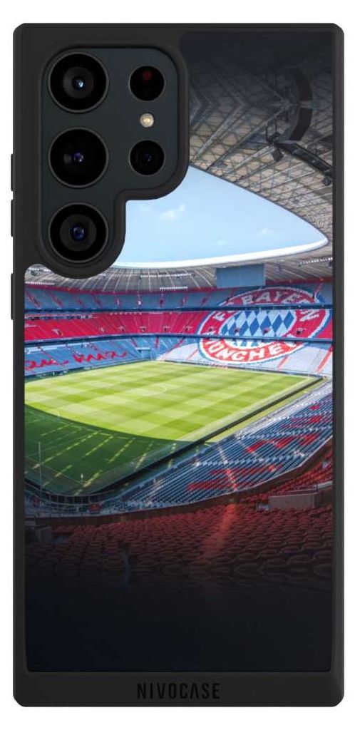 NIVOCASE Handyhülle für Samsung Galaxy S23 Ultra Hülle NIVOpure Case Schwarz FC Bayern München FCB Stadion