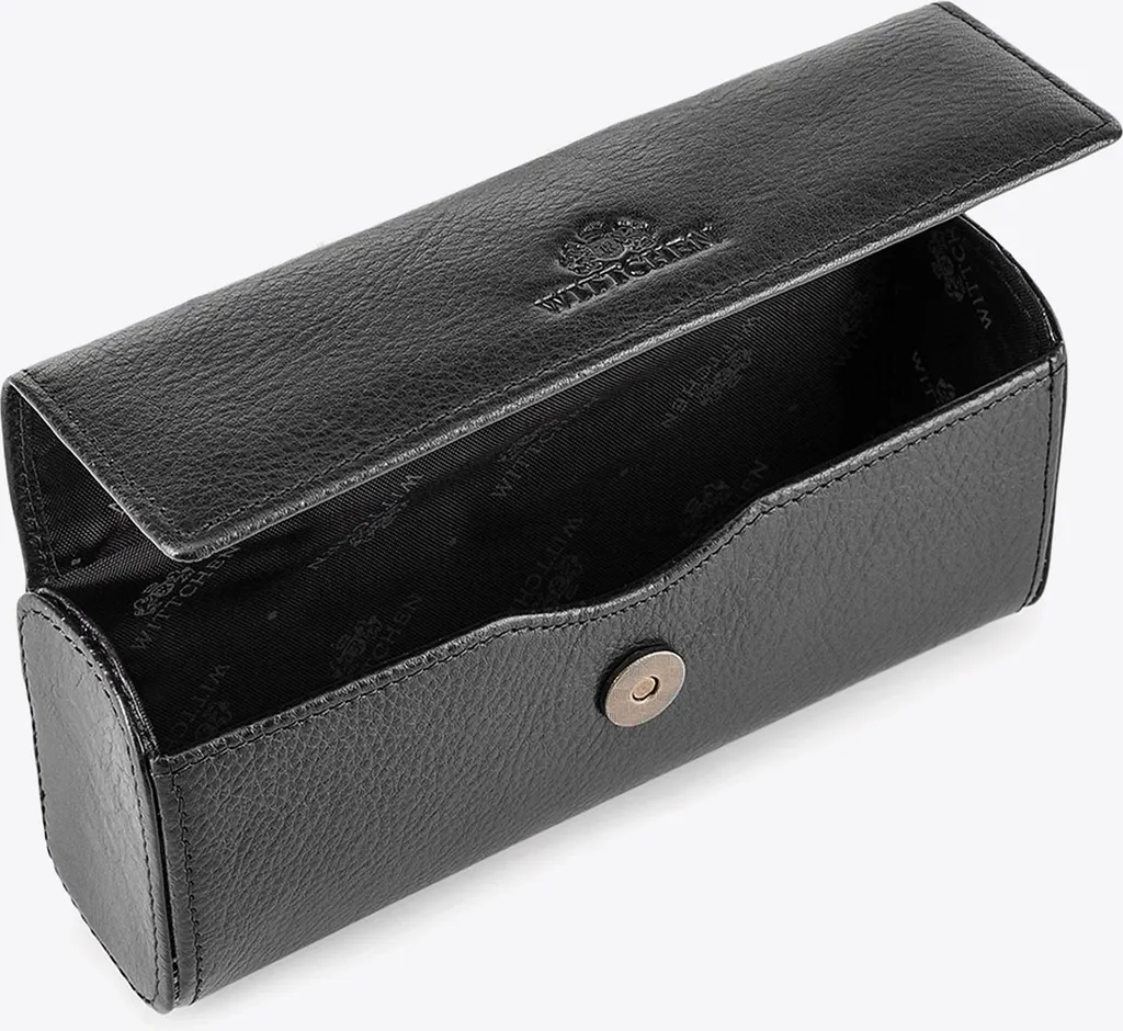 Étui à lunettes Wittchen de voyage en cuir noir pour hommes actif