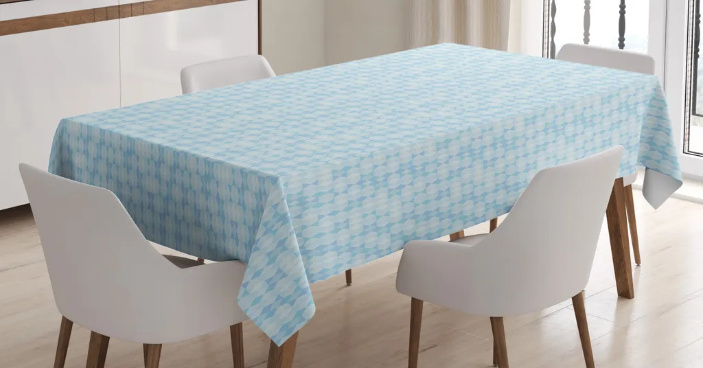 ABAKUHAUS Tovaglia astratta, motivo a mini triangoli, resistente allo sporco grazie alla più moderna tecnologia di stampa Lavabile Colori chiari, 140 x 200 cm, blu cielo