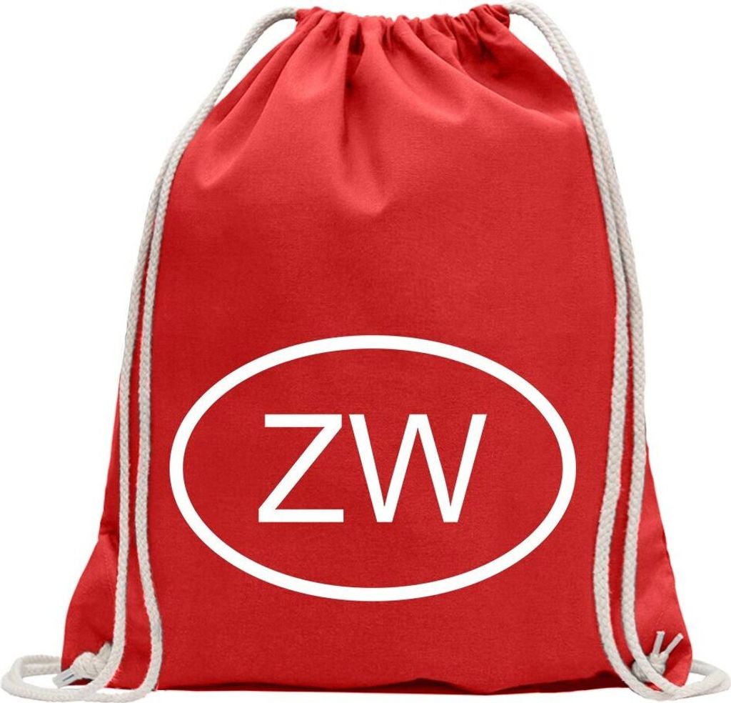 Kiwistar - Turnbeutel - rot - Simbabwe ZW - Fun Rucksack Sport Beutel Gymsack Baumwolle mit Ziehgurt