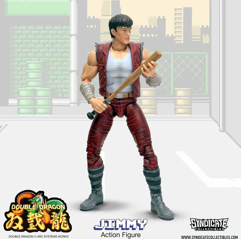 Figurine d'action articulée Jimmy Double Dragon 18 cm Style Retro