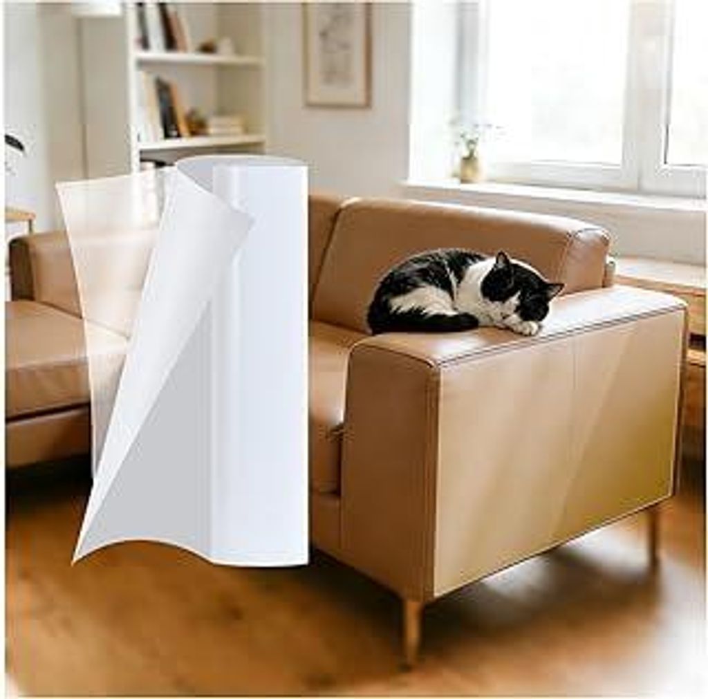 Kratzschutz Sofa Katze Transparent 5m x 30cm, Katzen Kratzschutz Selbstklebend Tape Extra Lang Flexibler Anti Kratz Folie für Möbel Couch Tür Wand
