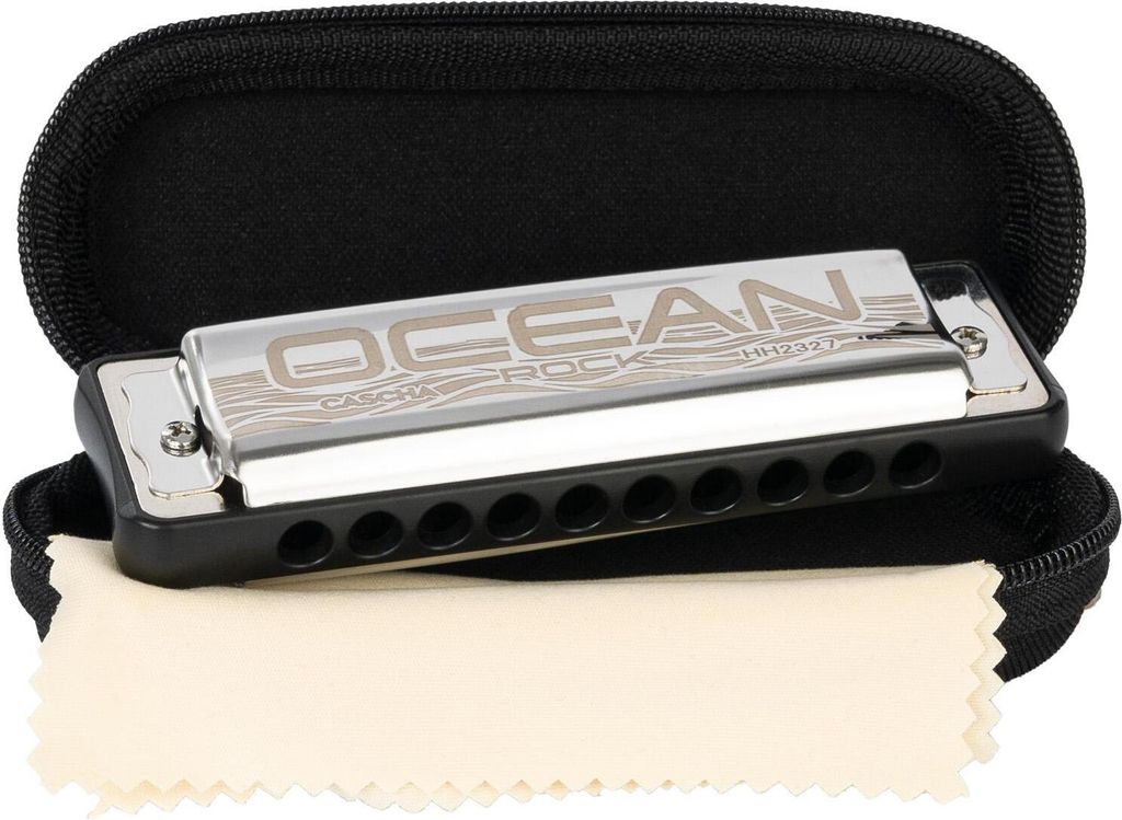 Ocean Rock Blues Harmonica in G, black (incl. stylish softca