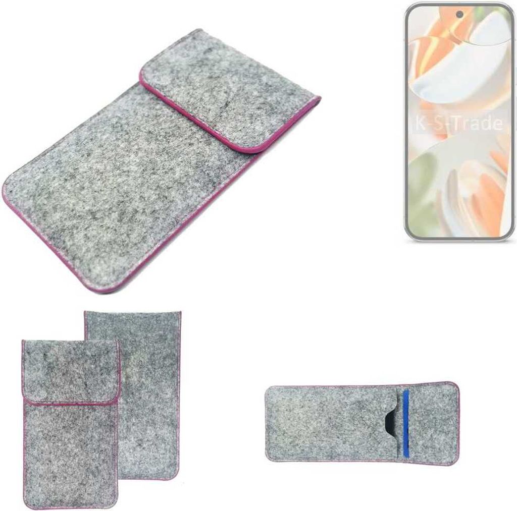 K-S-Trade Handy Schutz Hülle kompatibel mit Google Pixel 9 Pro Schutzhülle Handyhülle Filztasche Pouch Tasche Case Sleeve Filzhülle hellgrau