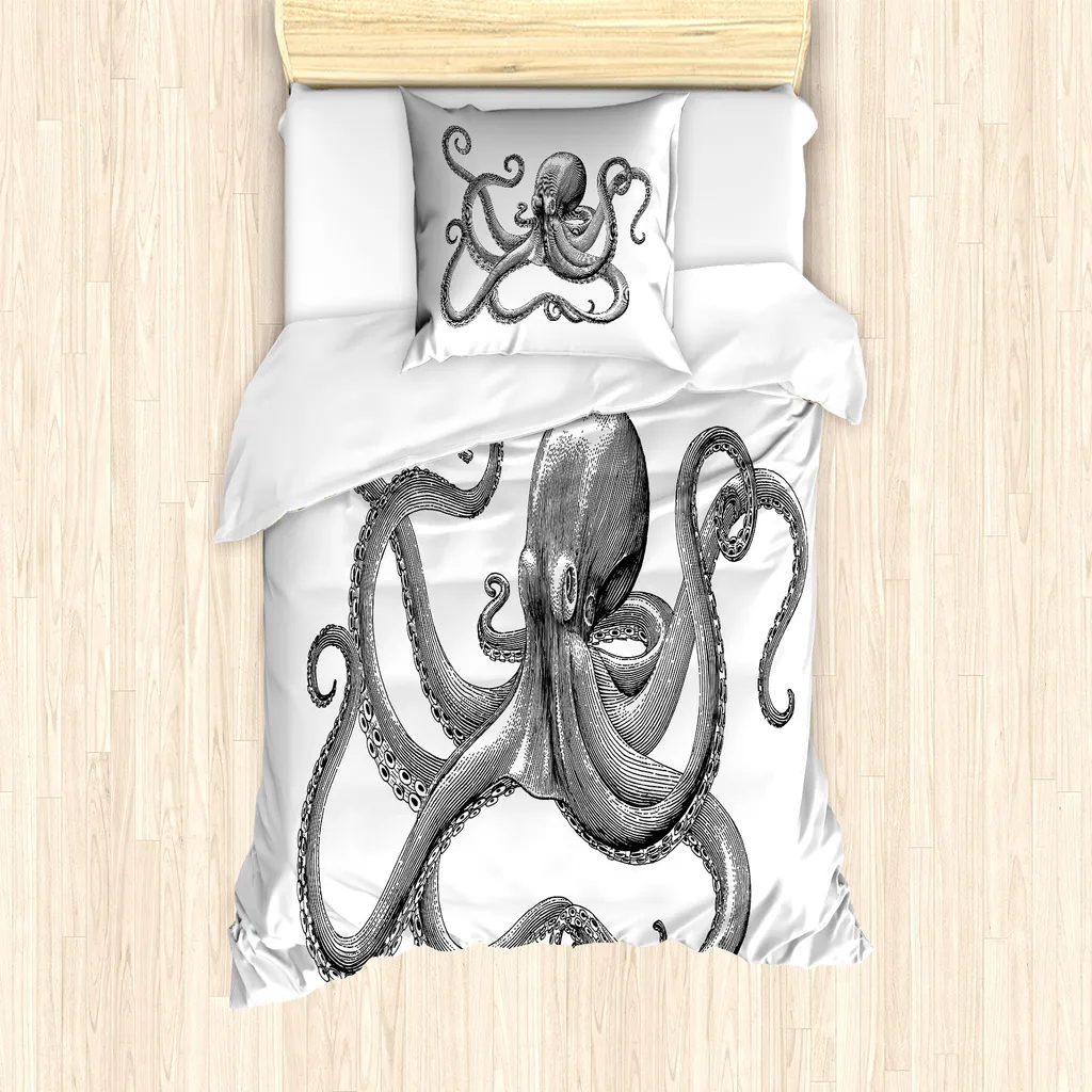 Set Letto ABAKUHAUS Vintage Marine: Copripiumino Grigio e Bianco
