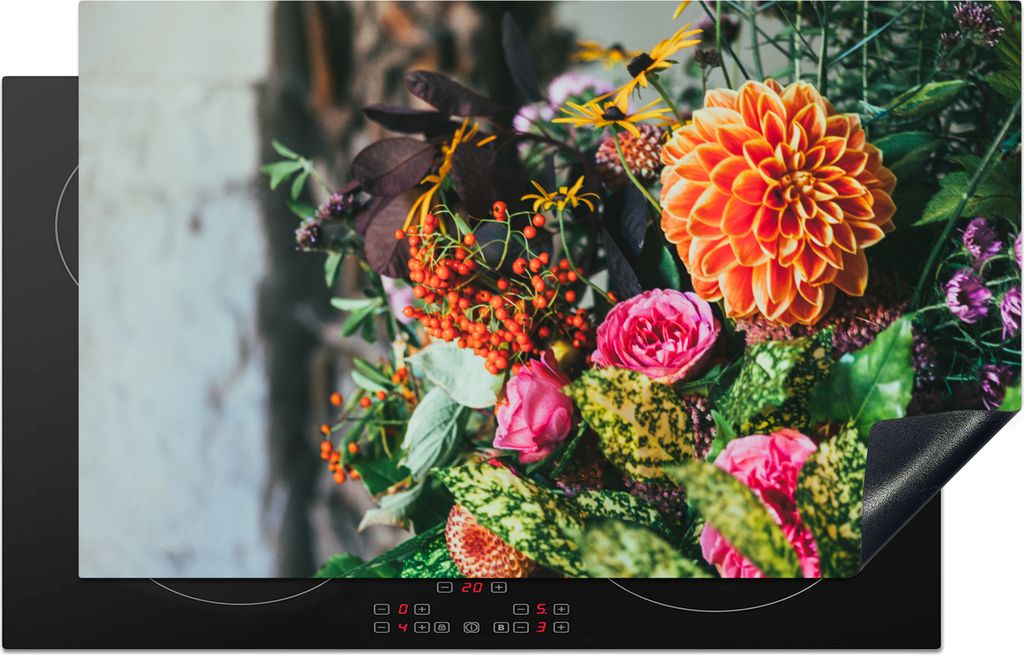 KitchenYeah Herdabdeckplatte Blumen - Licht - Natur , 85x52cm, Küche Deko, Glaskeramikfeld Herdabdeckung, Abdeckplatte fùr Kochfeld