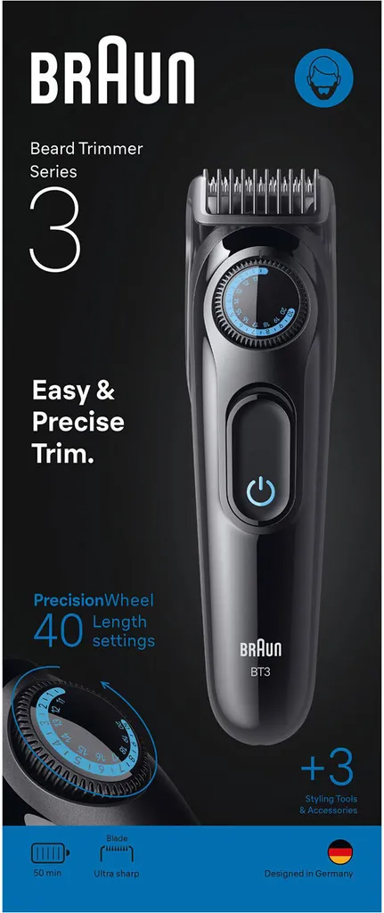 Braun BT 3520 Tondeuse barbe avec lames inusables et molette précise
