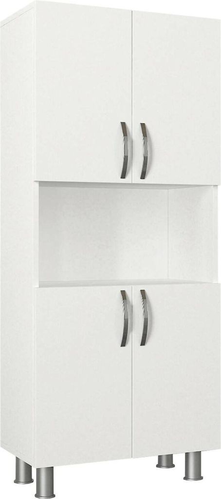 Großer Mehrzweckschrank Dgrazian, Multifunktionale Möbel, Schuhschrank, Besenschrank, 60x30h140 cm, Weiß