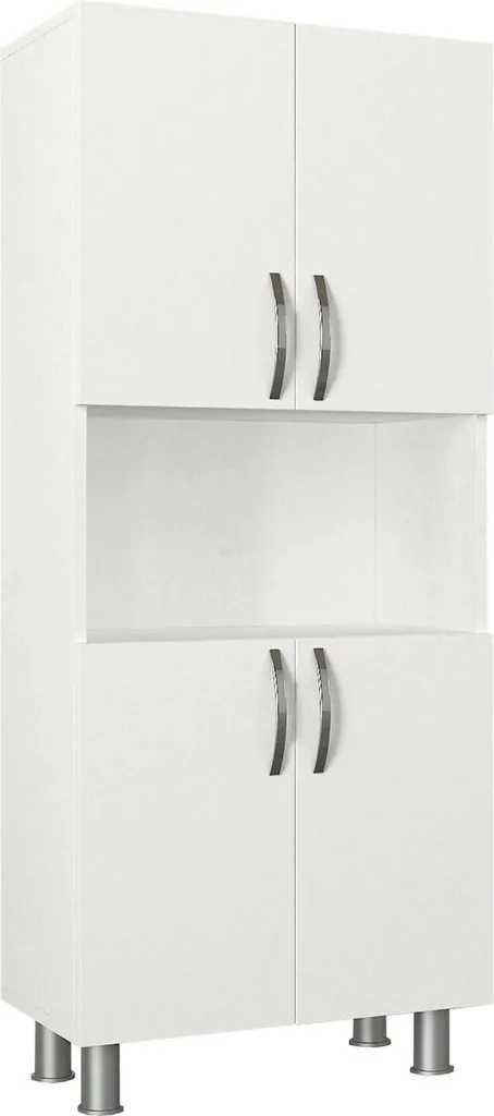 Tchoo Armoire Multifonction 60x140h cm Blanche avec 4 Étagères Fixes