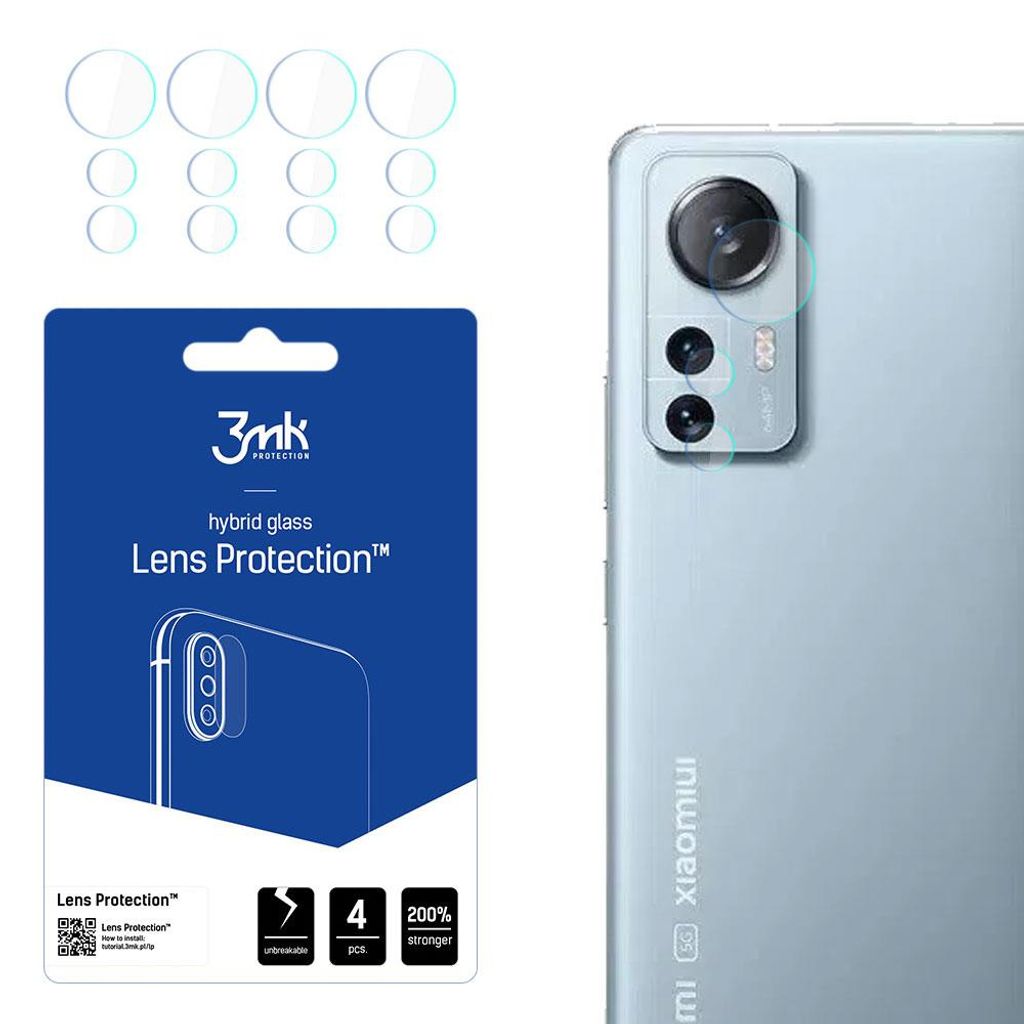 3mk Hybridglas Lens Protection für Xiaomi 12 Lite Kamera Objektiv Kameralinse 0,16mm 6H (4 Stück)